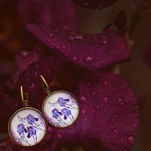 2/💲25 😃 Iris Earrings Boho Vintage Drop Spring Floral